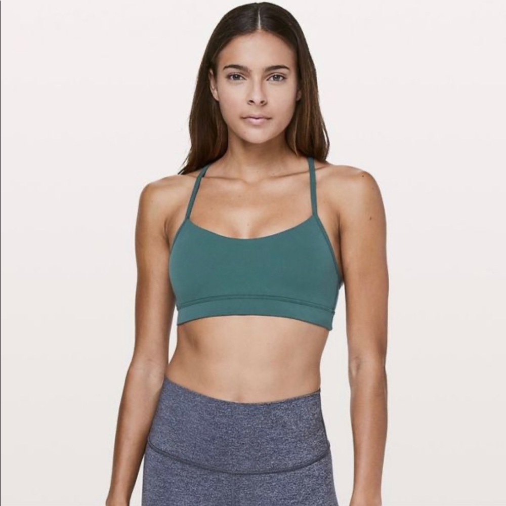 Size 4 Lululemon Flow Y Bra in Dark Turquoise